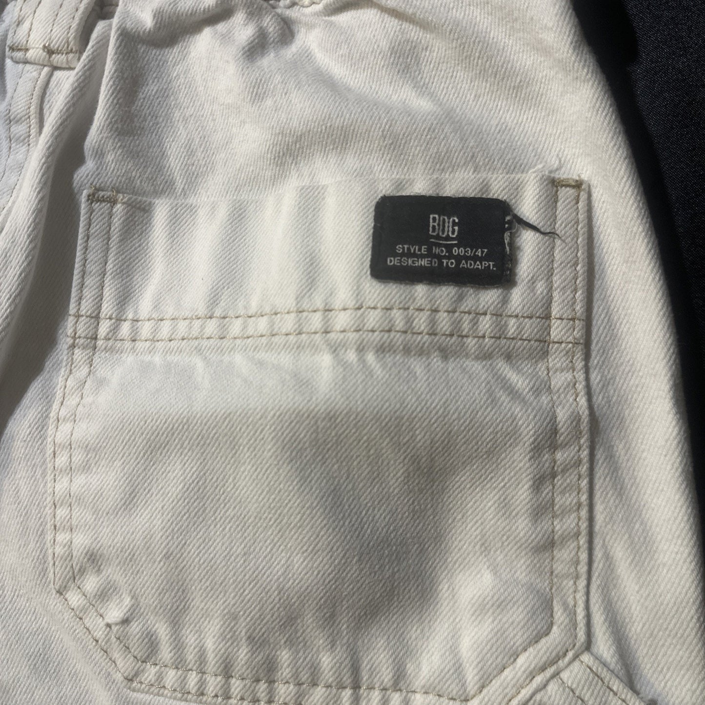 BDG White Denim Cargo Skate Pants 29x32 Women’s Elastic Waist Turkey 100% Cotton