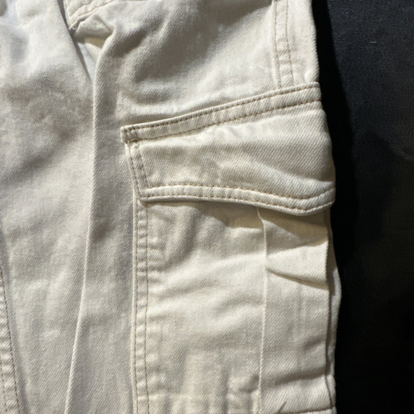 BDG White Denim Cargo Skate Pants 29x32 Women’s Elastic Waist Turkey 100% Cotton