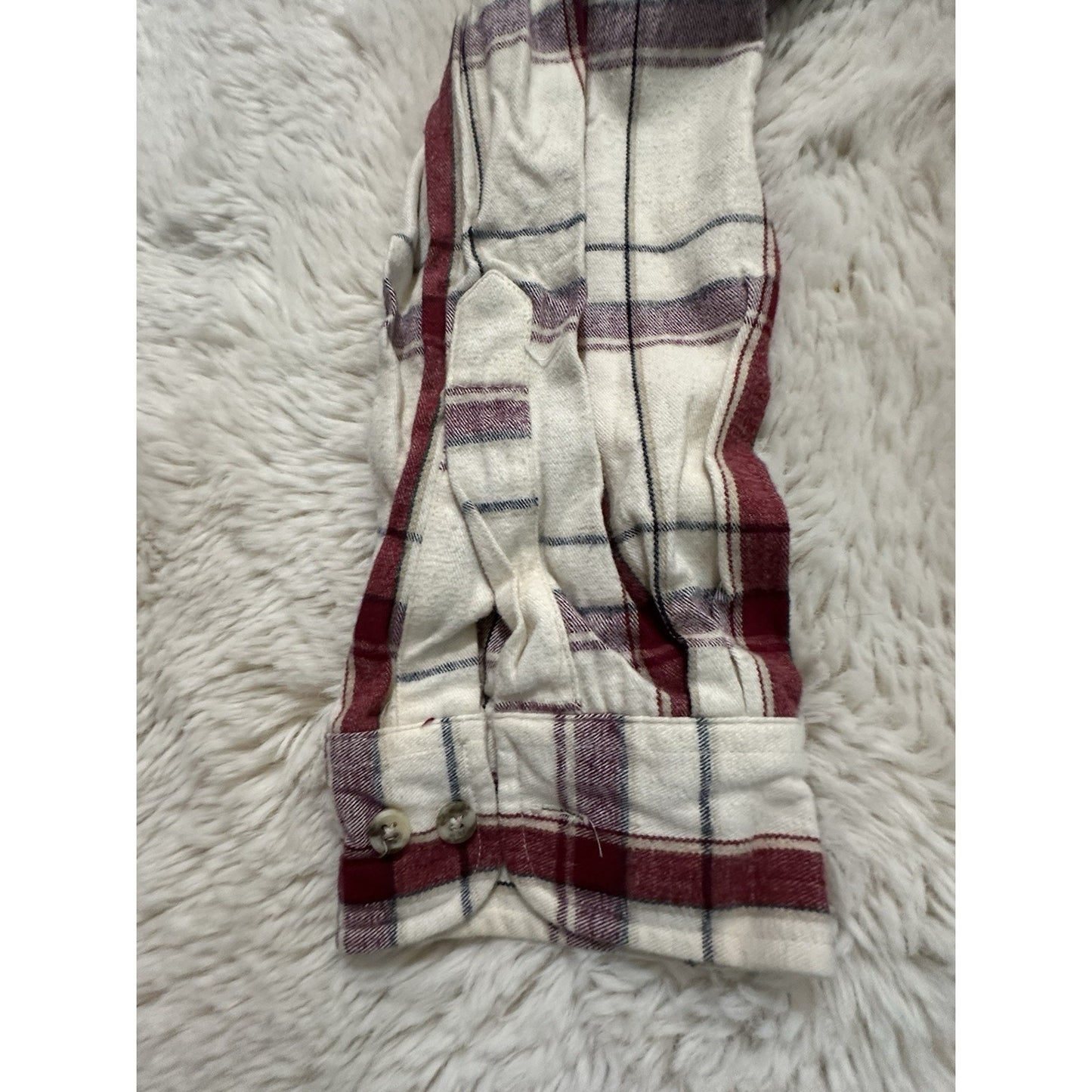 Vtg St. John’s Bay White Red Soft Flannel Size XL Brushed Twill 100% Cotton USA