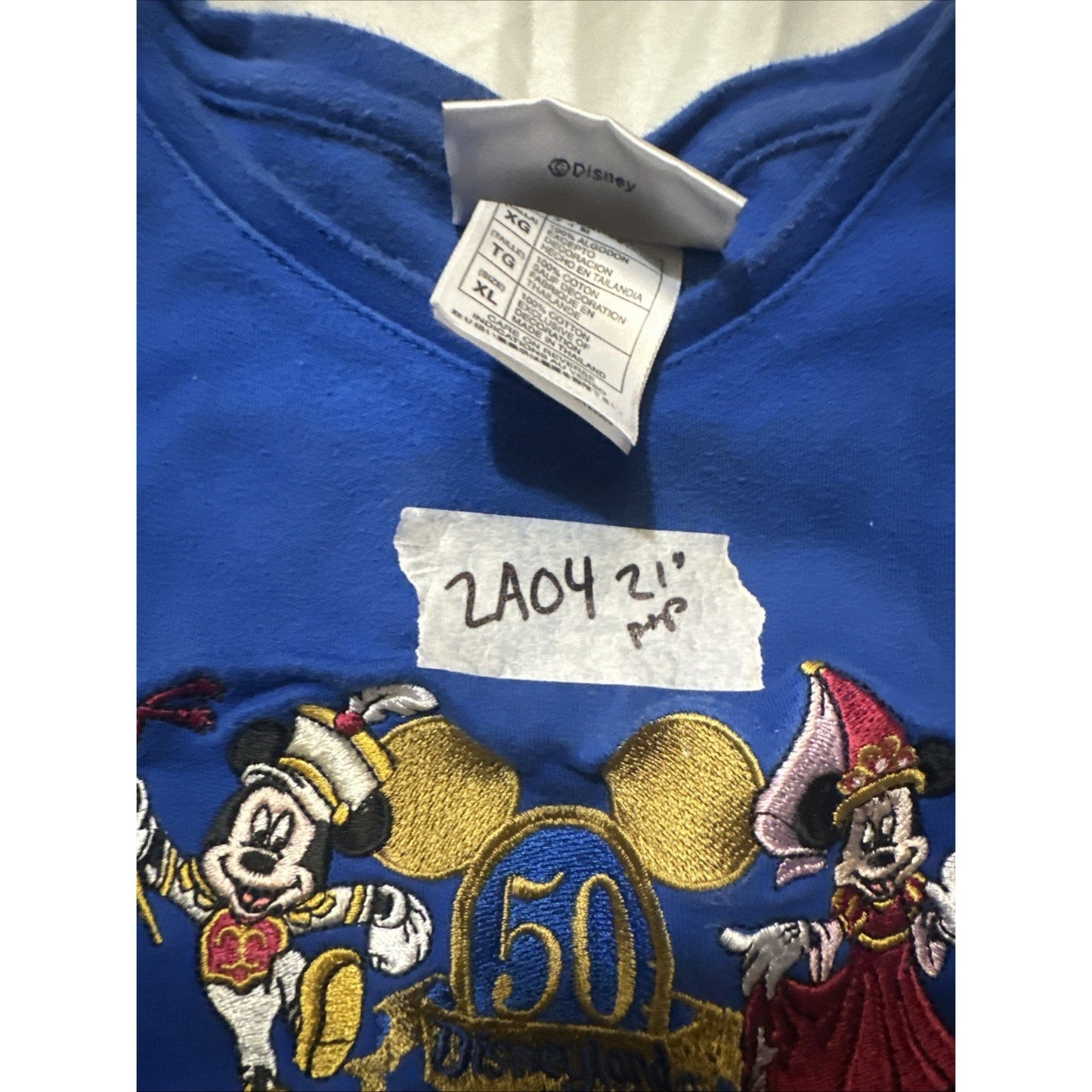 Vtg Disney Shirt Womens XL 50 Years Anniversary Happiest Homecoming Blue 2A04