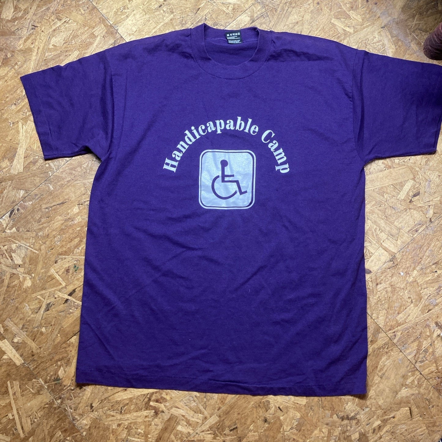 90s Vintage USA made Purple Graphic Shirt Tee 1990s VTG XL 30.5x23 A11